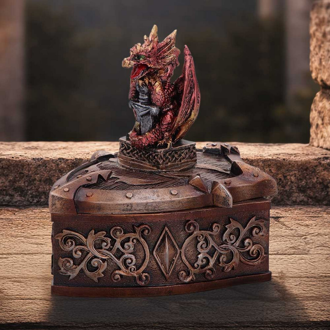 Red Dragon on Shield Box 10.5cm U7592B26