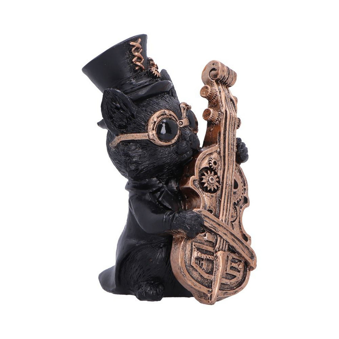 Steampunk Black Cat Playing Cello Figurine 10cm U7602B26