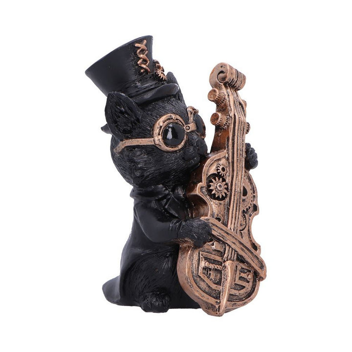 Steampunk Black Cat Playing Cello Figurine 10cm U7602B26