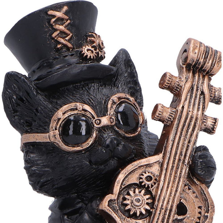 Steampunk Black Cat Playing Cello Figurine 10cm U7602B26