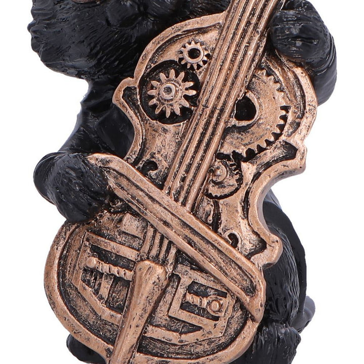 Steampunk Black Cat Playing Cello Figurine 10cm U7602B26