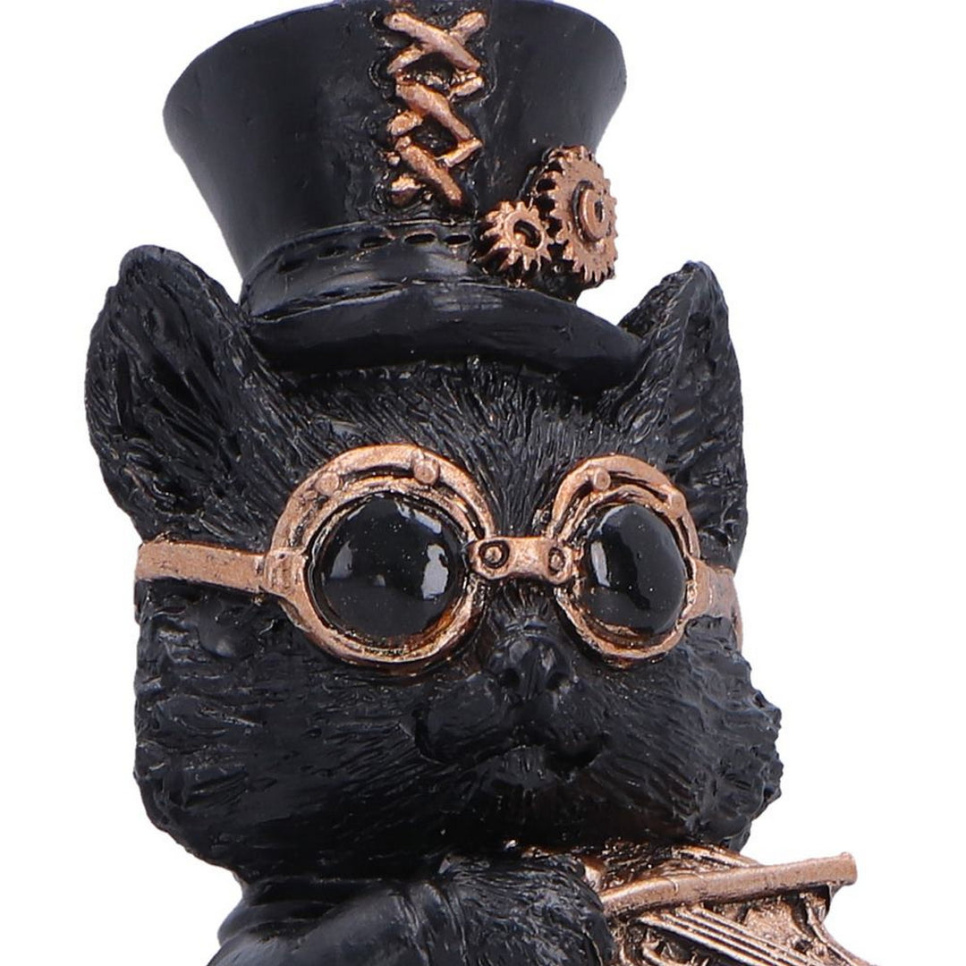 Steampunk Black Cat Playing Violin Figurine 10cm U7603B26