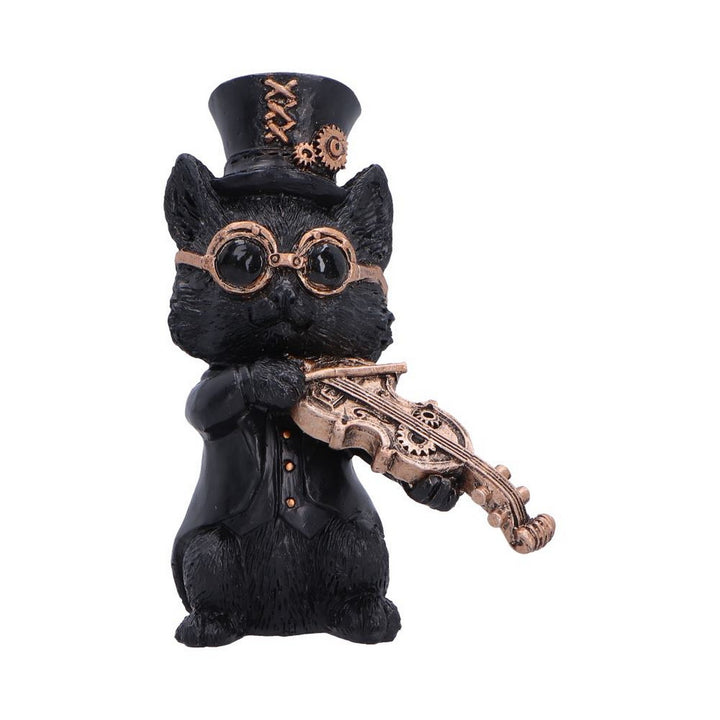 Steampunk Black Cat Playing Violin Figurine 10cm U7603B26