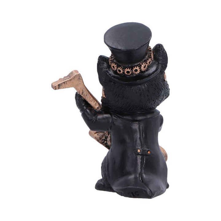 Steampunk Black Cat Playing Guitar Figurine 10cm U7604B26