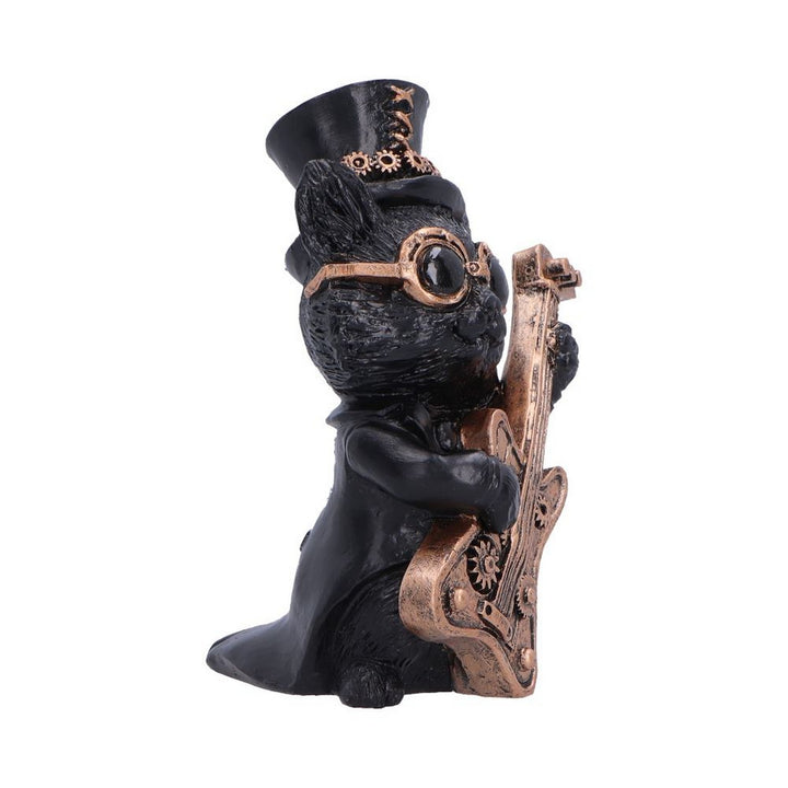 Steampunk Black Cat Playing Guitar Figurine 10cm U7604B26