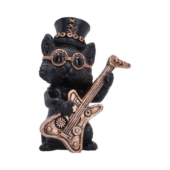 Steampunk Black Cat Playing Guitar Figurine 10cm U7604B26