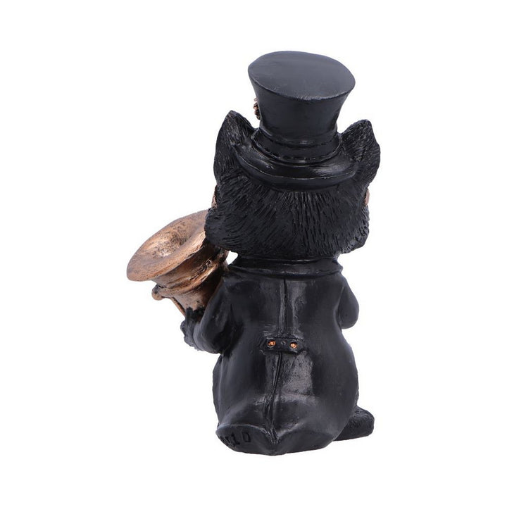 Steampunk Black Cat Playing Horn Figurine 10cm U7605B26