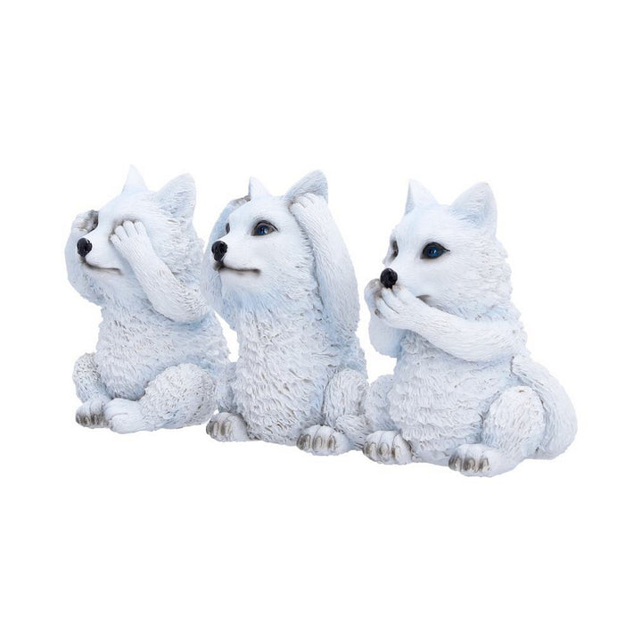 Three Wise Wolf Pups 9cm U7613B26