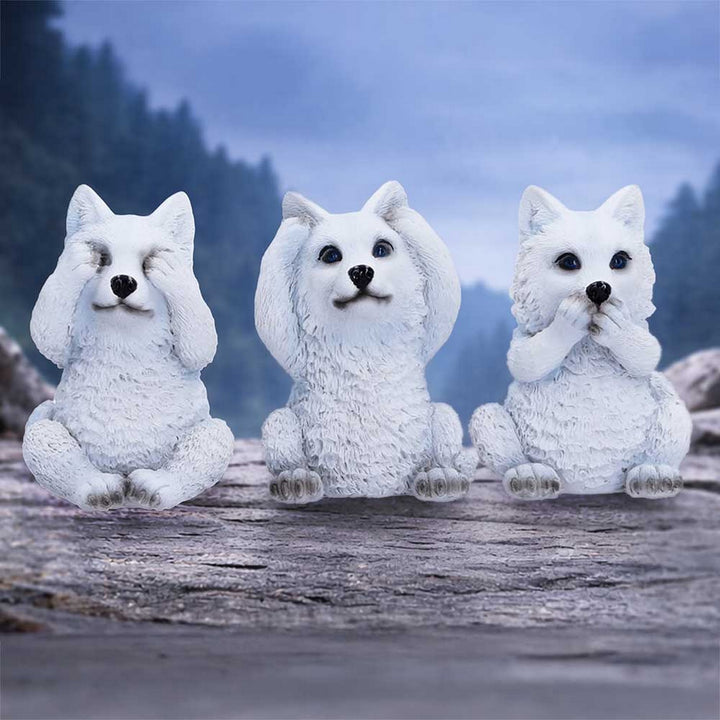 Three Wise Wolf Pups 9cm U7613B26