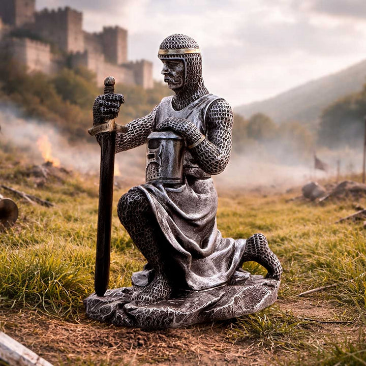 Medieval Soldier Pledge Figurine 15.1cm U7619B26