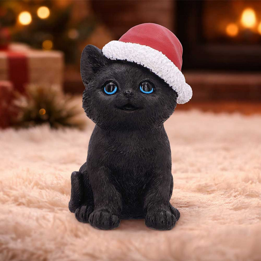 Black Cat with Santa Hat 18cm U7675B26