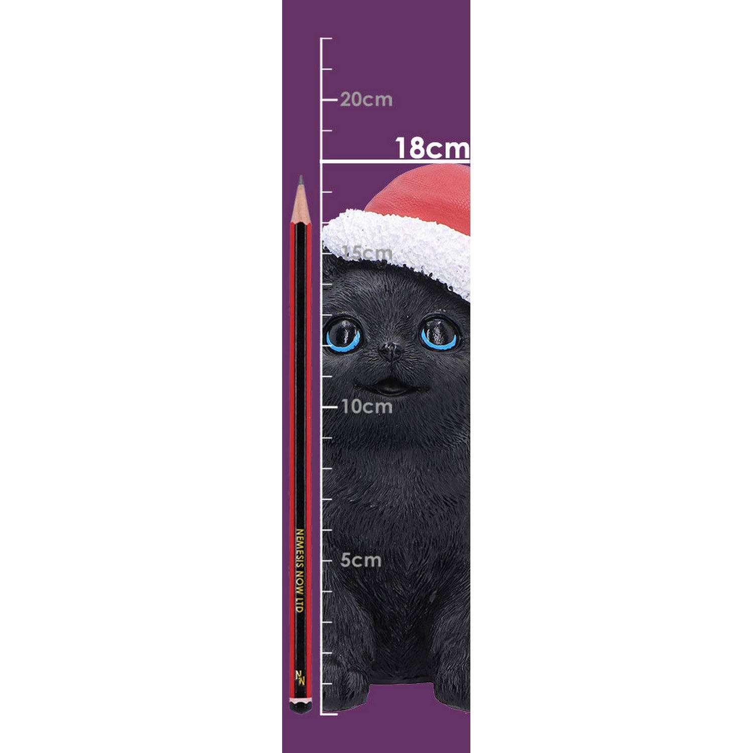 Black Cat with Santa Hat 18cm U7675B26