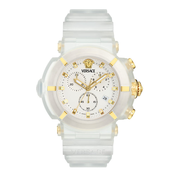 Versace Women’s Luminous 40 mm Mother-of-Pearl Dial Watch VE0L00525