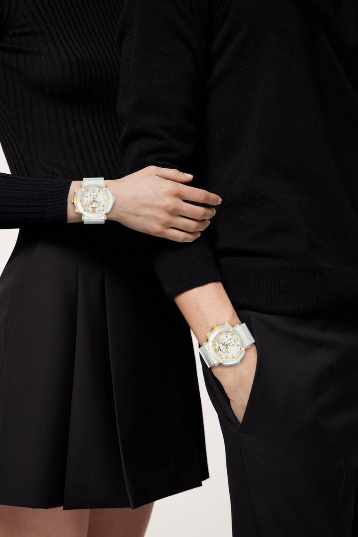 Versace Women’s Luminous 40 mm Mother-of-Pearl Dial Watch VE0L00525