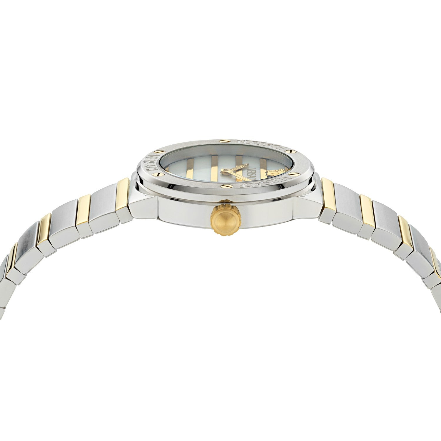 Versace Women’s Glam 38 mm Rose Gold Dial Crystal Watch VE0S00325