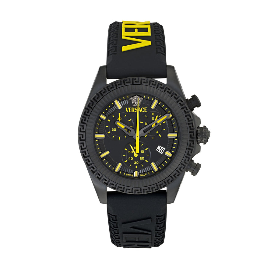 Versace Men’s Fornax Chronograph 43 mm Black Dial Sporty Quartz Watch VE0W00225