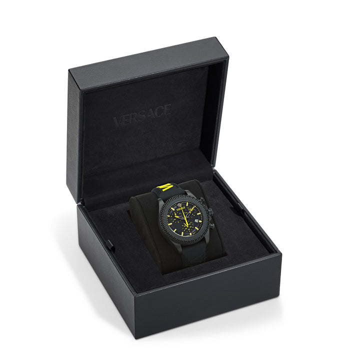 Versace Men’s Fornax Chronograph 43 mm Black Dial Sporty Quartz Watch VE0W00225