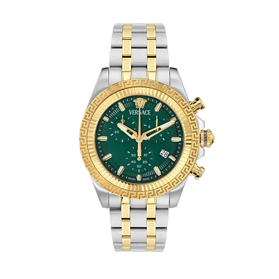 Versace Women’s Fornax Chronograph 43 mm White Dial Crystal Accent Watch VE0W00425