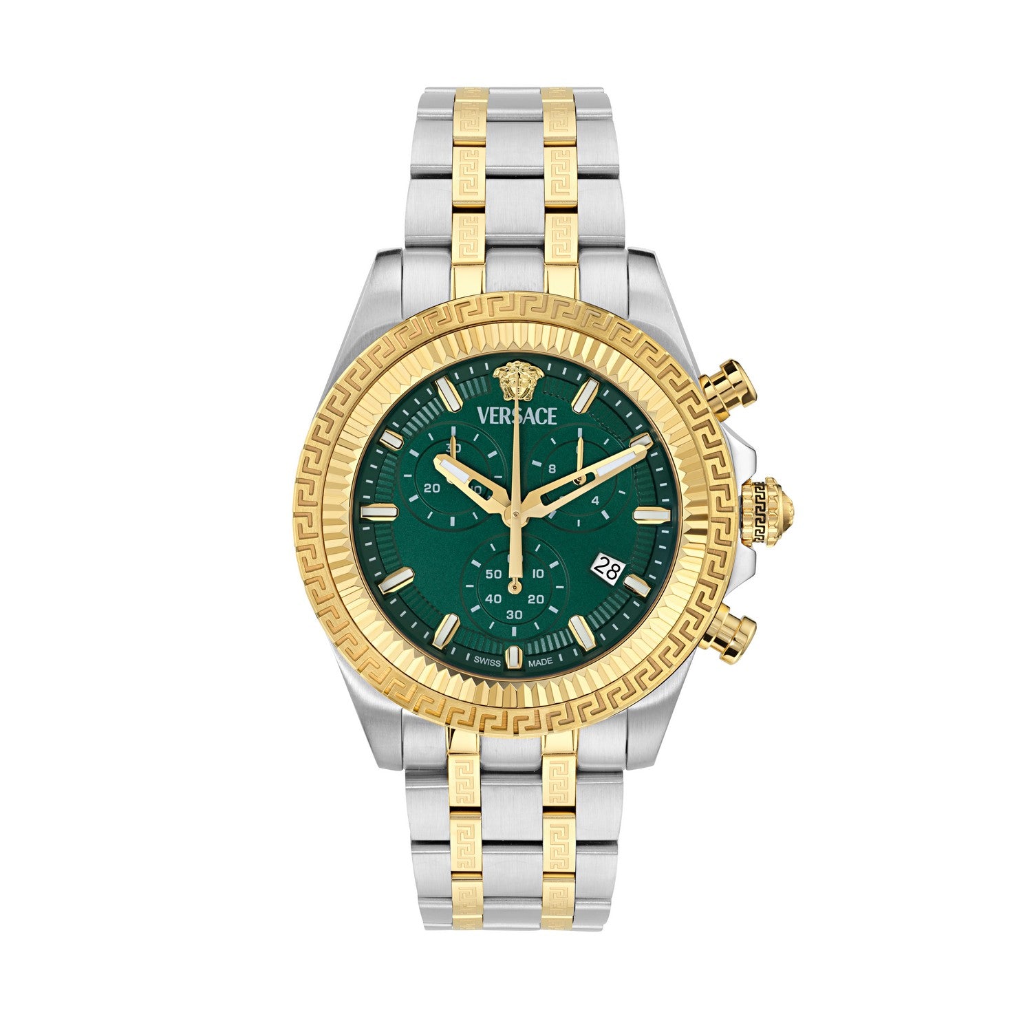 Versace Women’s Fornax Chronograph 43 mm White Dial Crystal Accent Watch VE0W00425