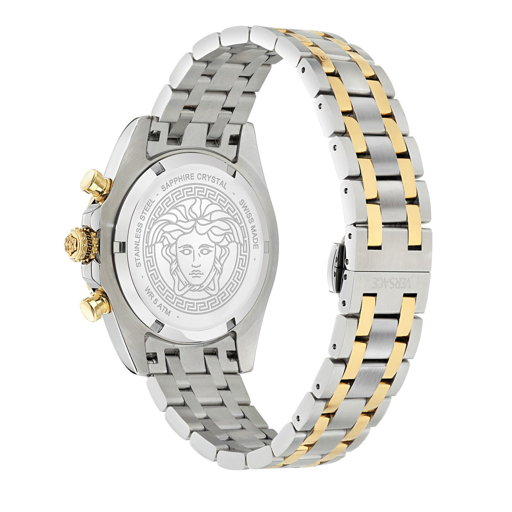 Versace Women’s Fornax Chronograph 43 mm White Dial Crystal Accent Watch VE0W00425