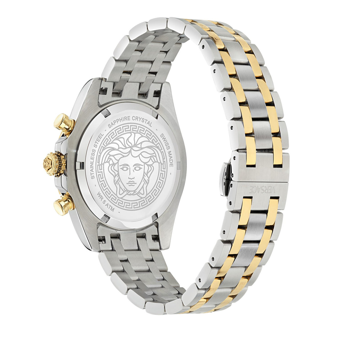 Versace Women’s Fornax Chronograph 43 mm White Dial Crystal Accent Watch VE0W00425