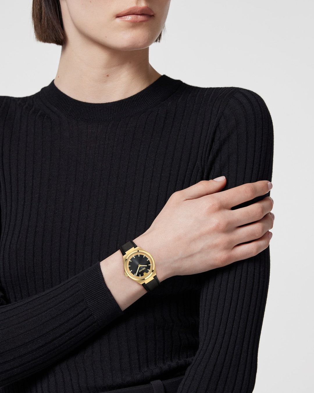 Versace Women’s V-Auria 35 mm Black Dial Strap Watch VE5E00126