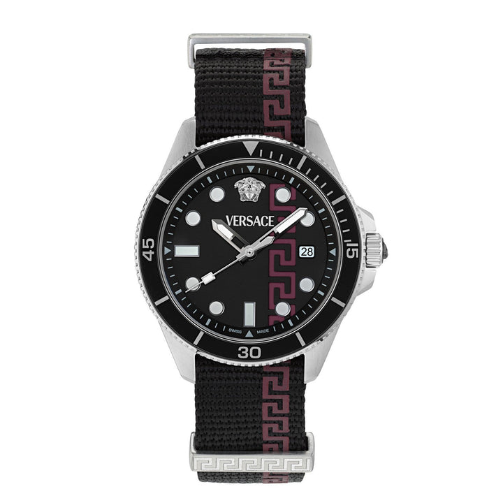Versace Men’s Greca Force 42 mm Black Dial NATO Strap Watch VE5J00126