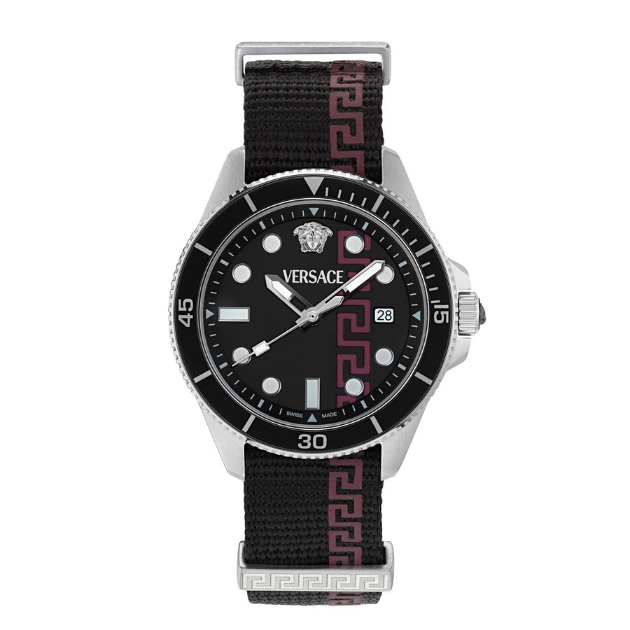 Versace Men’s Greca Force 42 mm Black Dial NATO Strap Watch VE5J00126