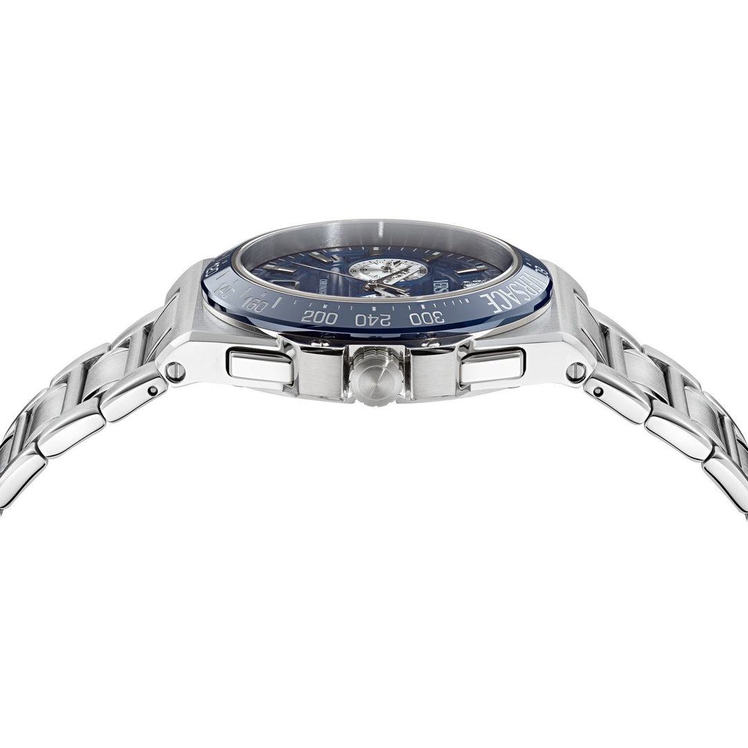 Versace Men’s Greca Reaction 43 mm Blue Dial Bracelet Watch VE5N00326