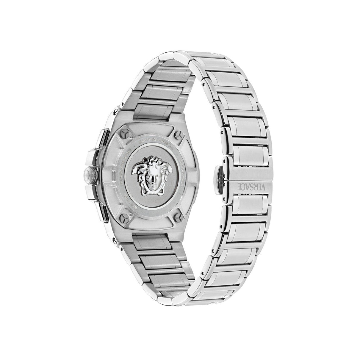 Versace Men’s Greca Reaction 43 mm Blue Dial Bracelet Watch VE5N00326