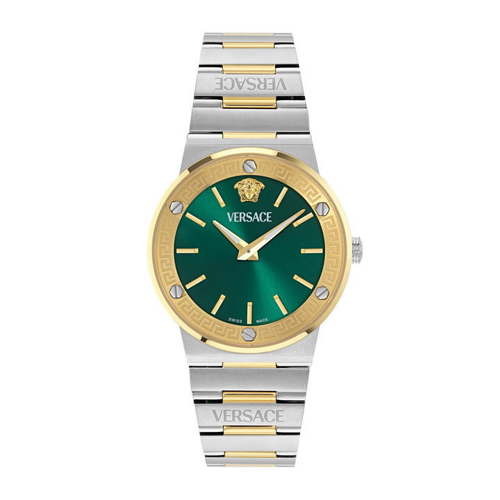 Versace Men’s Greca Logo Aereo 38 mm Green Dial Bracelet Watch VE5Q00526