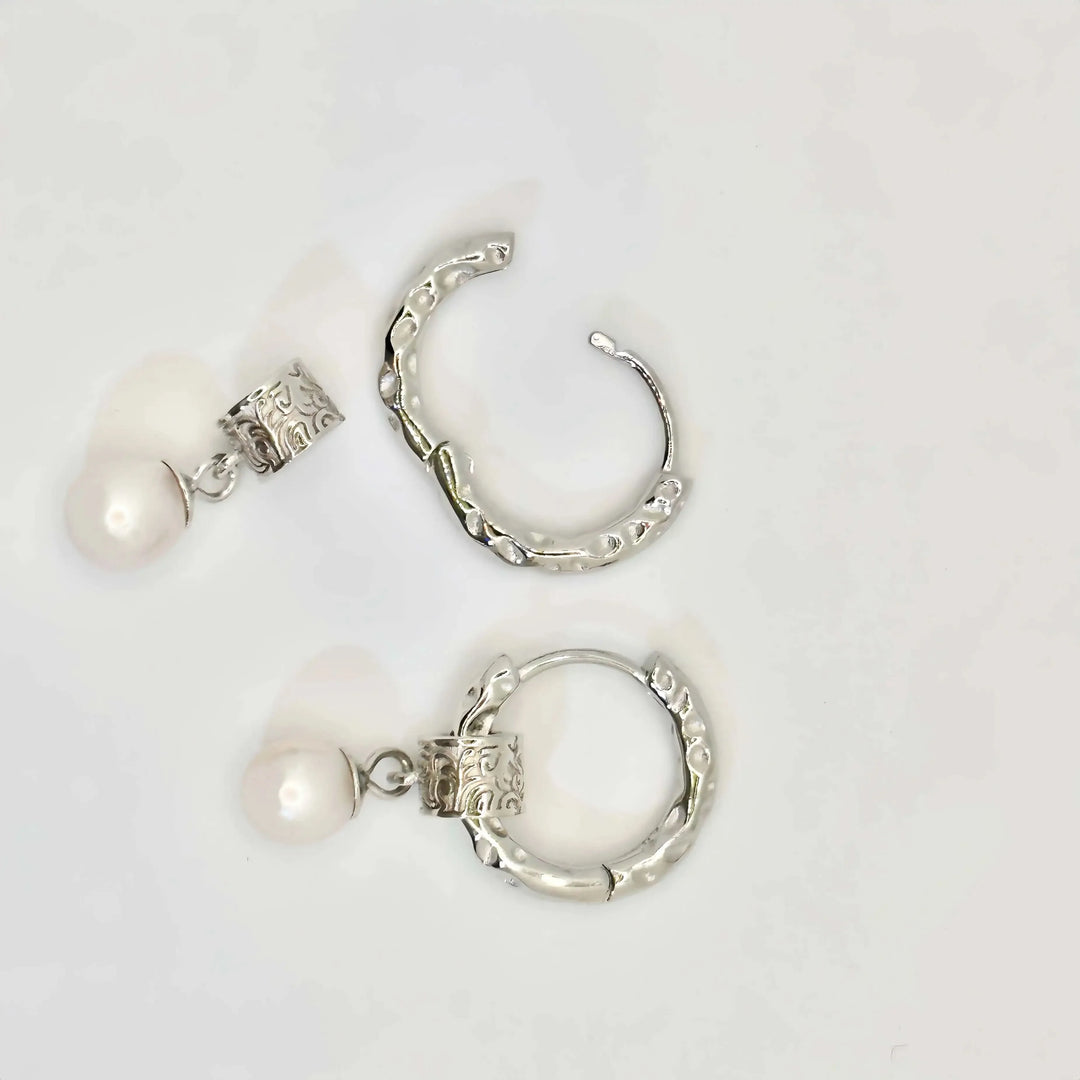 Vintage Detachable Freshwater Pearl Hoop Earrings