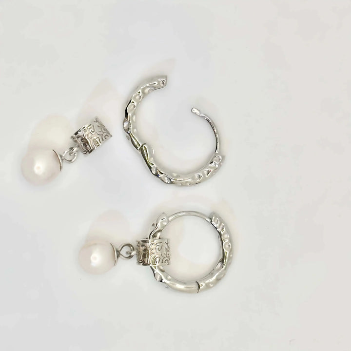 Vintage Detachable Freshwater Pearl Hoop Earrings