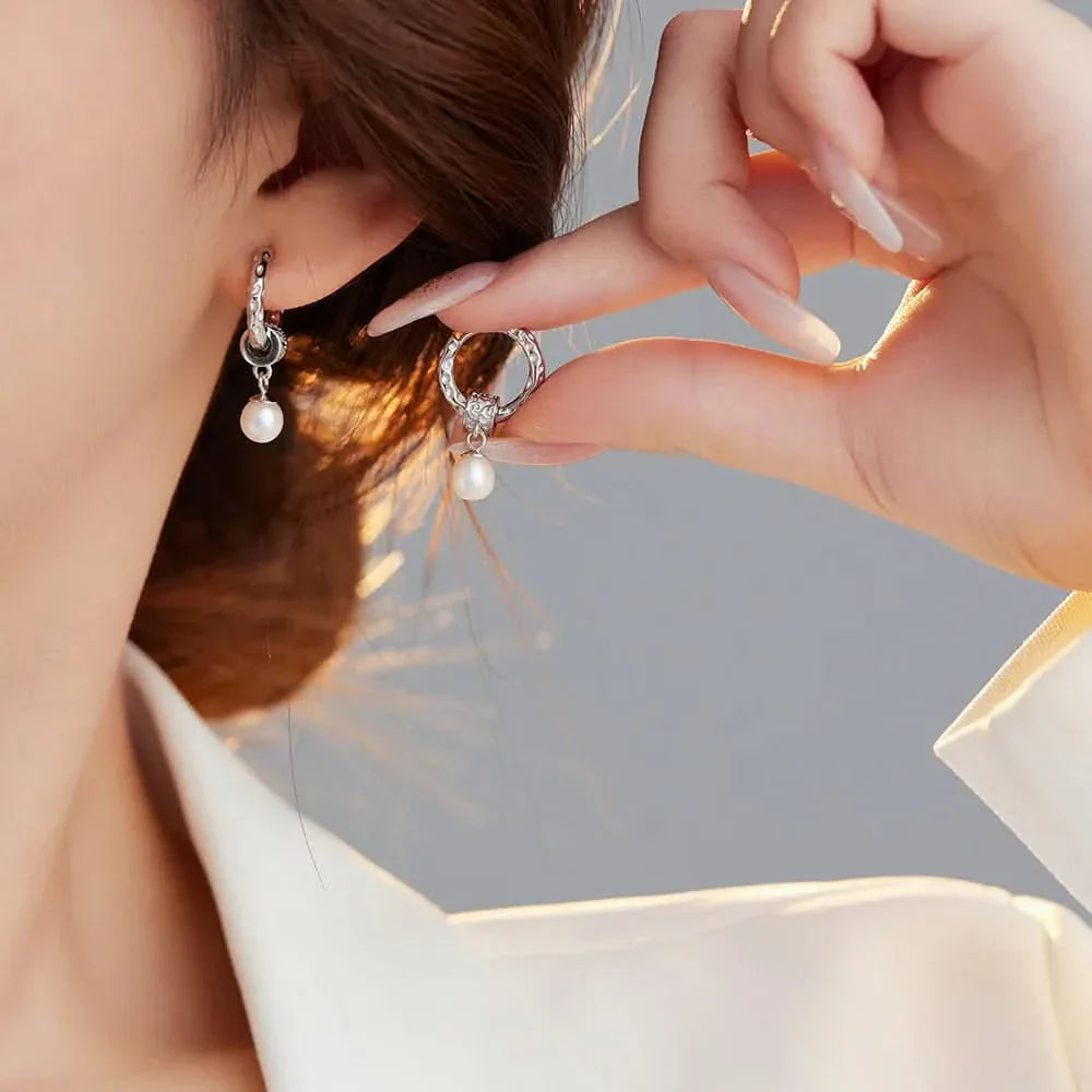 Vintage Detachable Freshwater Pearl Hoop Earrings