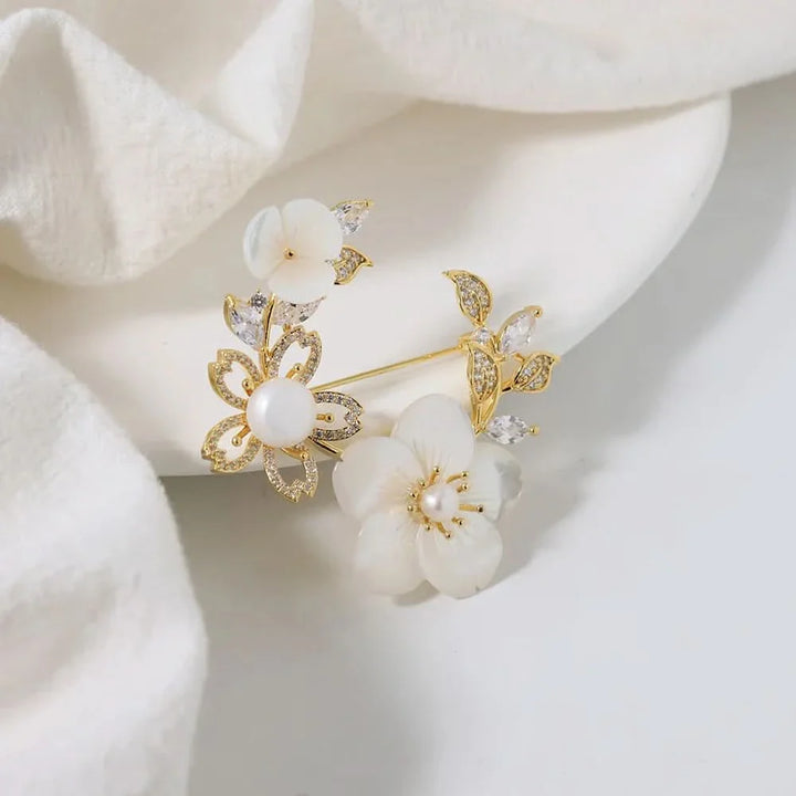 Vintage Floral Mother-of-Pearl Brooch
