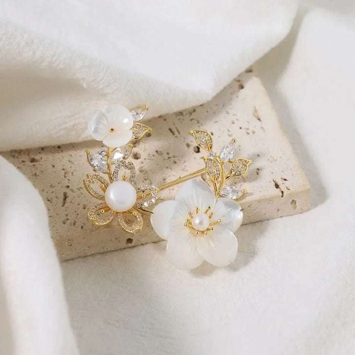 Vintage Floral Mother-of-Pearl Brooch