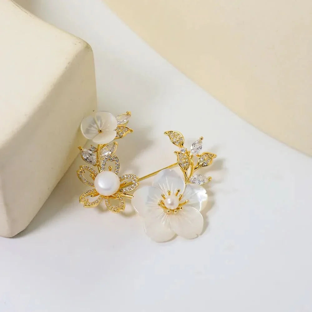 Vintage Floral Mother-of-Pearl Brooch