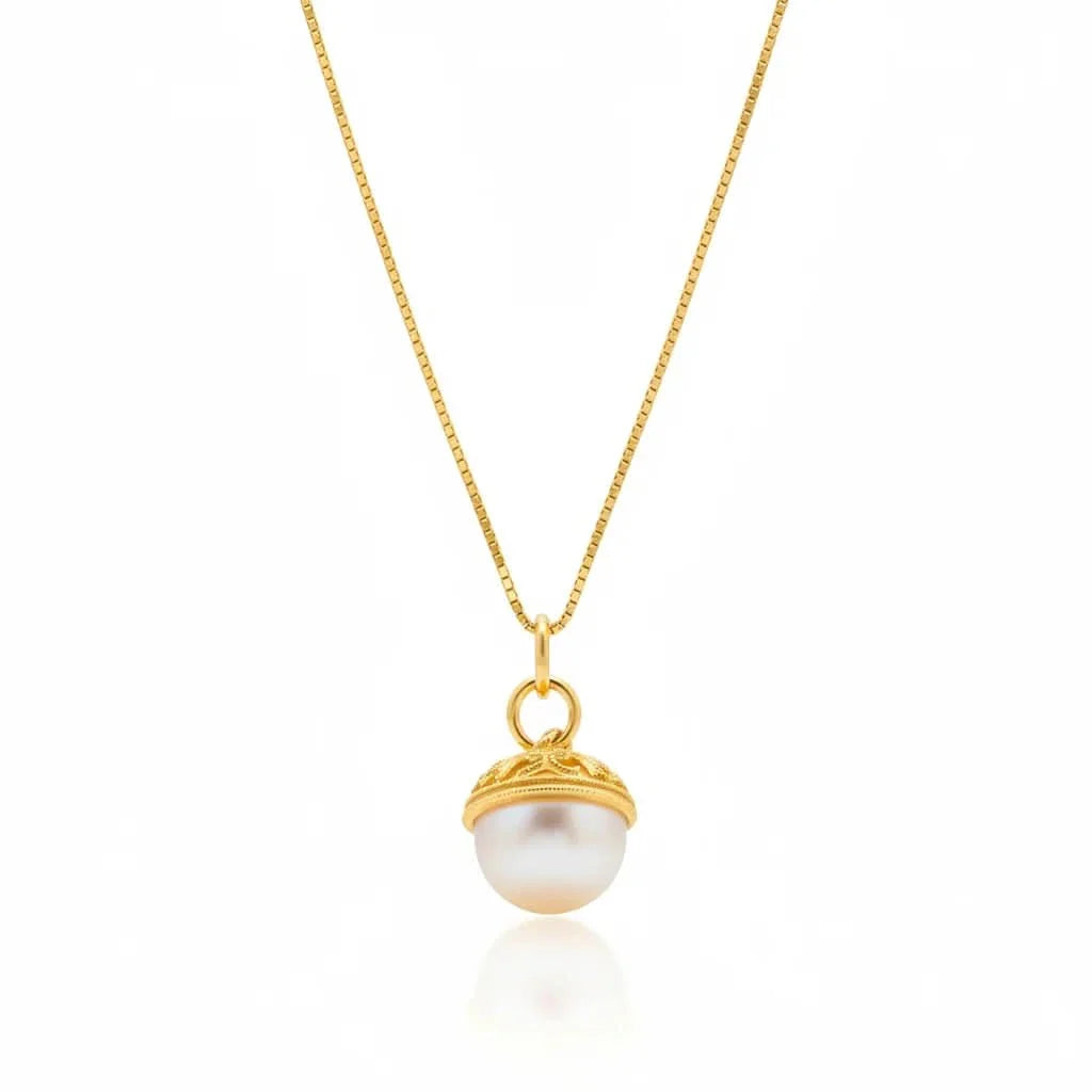 Vintage Hollow Pearl Pendant Necklace
