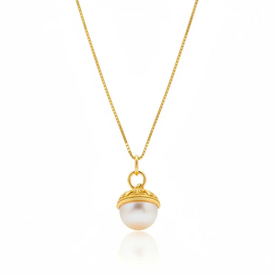 Vintage Hollow Pearl Pendant Necklace