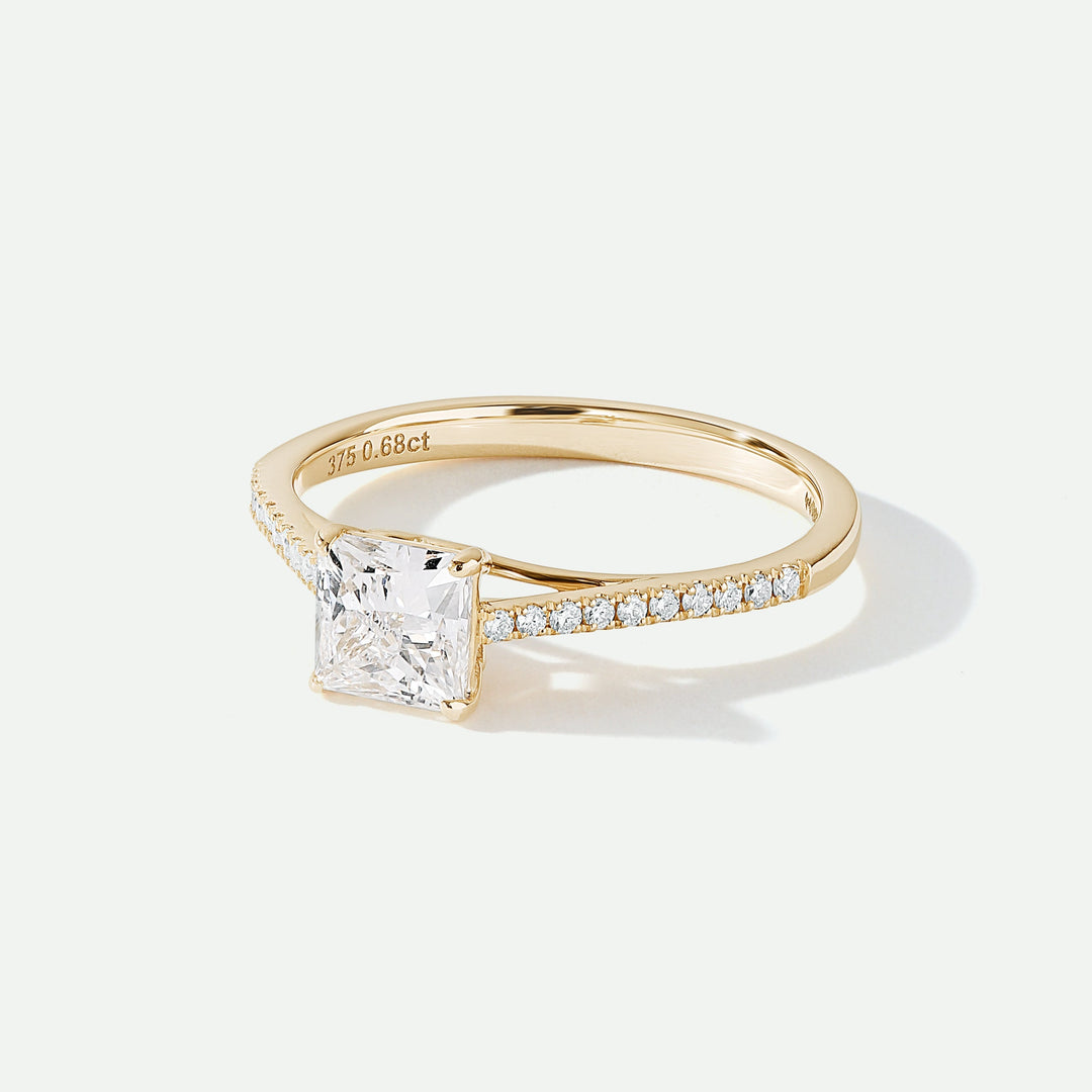 Vivian | 9ct Yellow Gold 0.68ct tw Princess Cut Lab Grown Diamond Engagement Ring