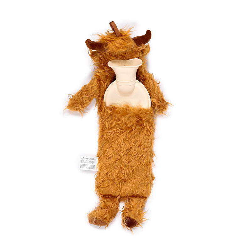 Highland Coo Cow Long Hot Water Bottle with Plush Cover WARM133