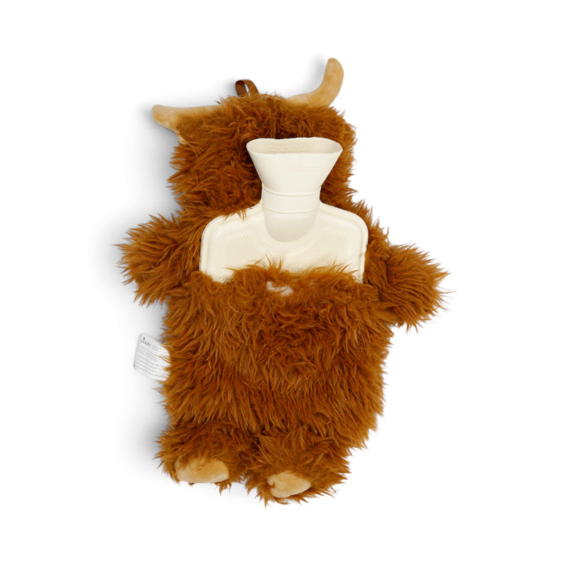 Highland Coo Cow Cream Nose 650ml Hot Water Bottle with Plush Cover WARM146