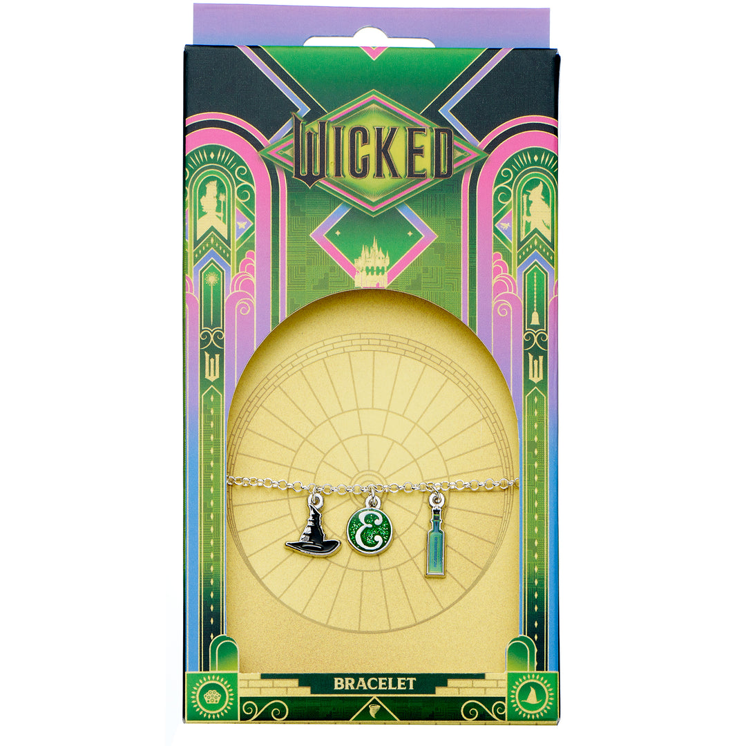 Bracelet with charms in packaging featuring 'Wicked' branding