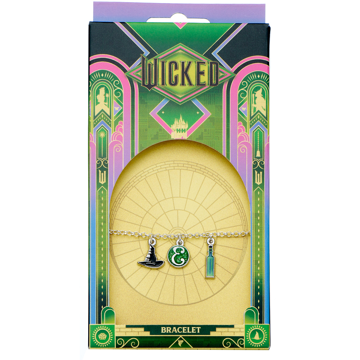 Bracelet with charms in packaging featuring 'Wicked' branding