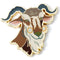 Goat-shaped enamel pin with gold accents on a white background