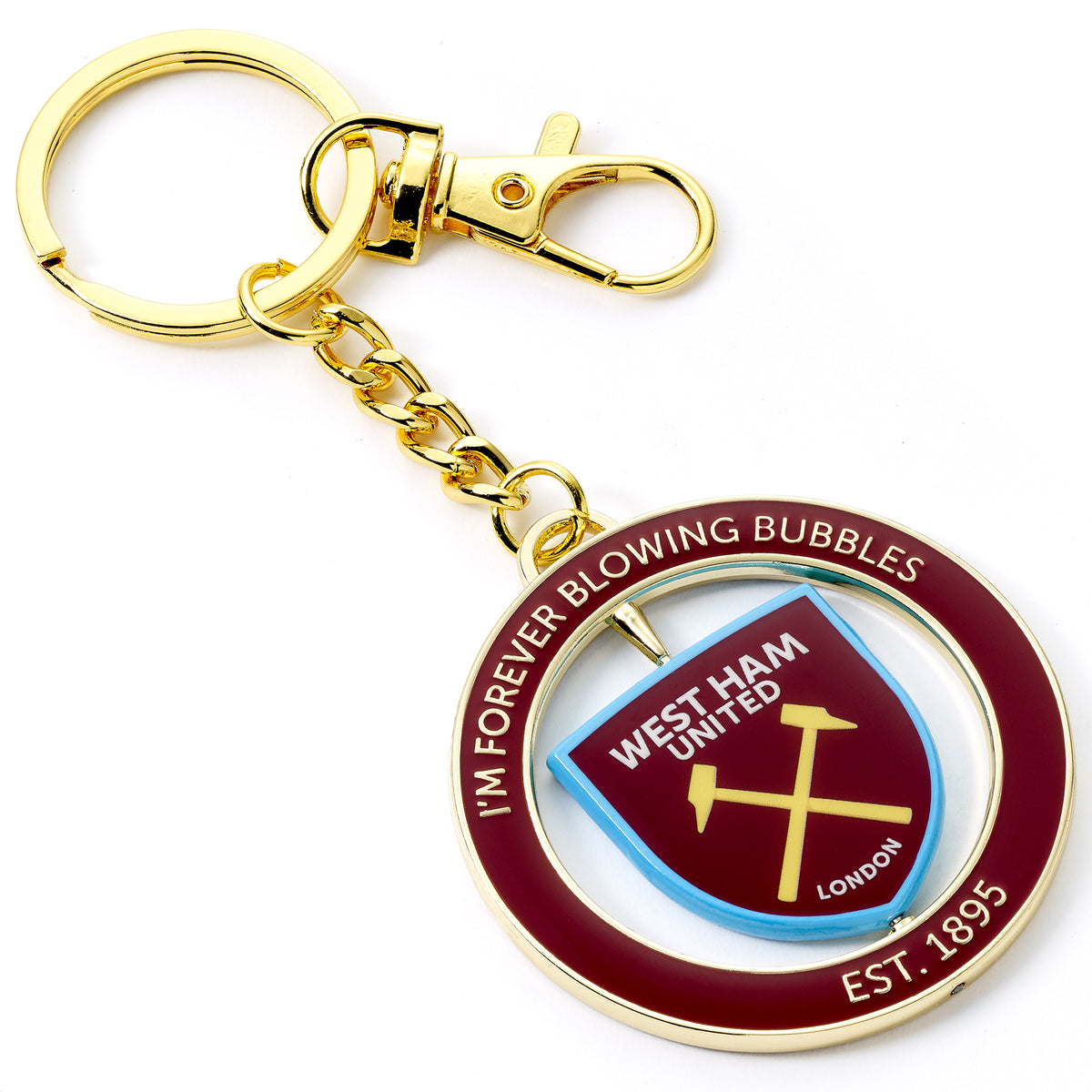 West Ham spinning "I'm Forever Blowing Bubbles" Keyring WHUKR008