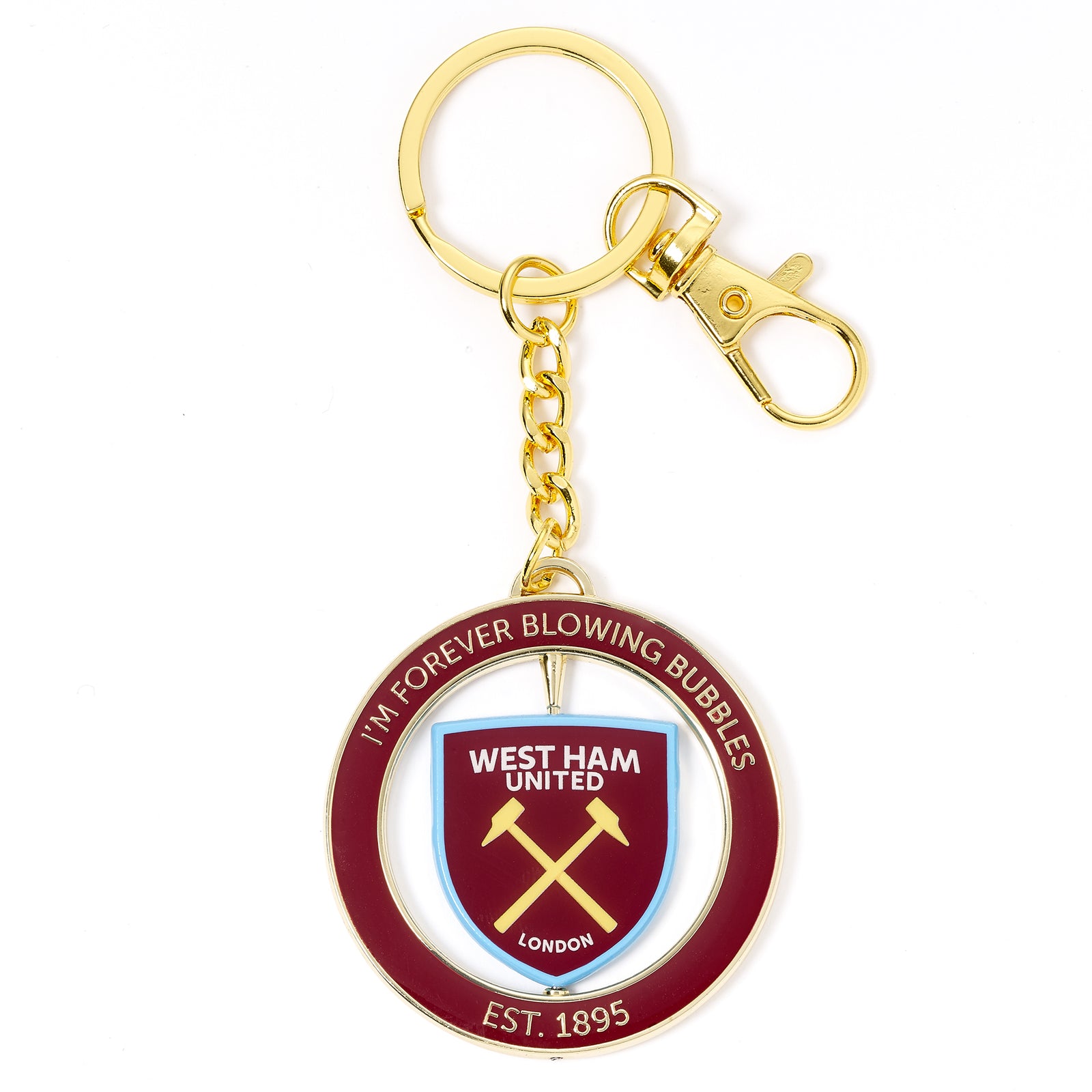West Ham spinning "I'm Forever Blowing Bubbles" Keyring WHUKR008