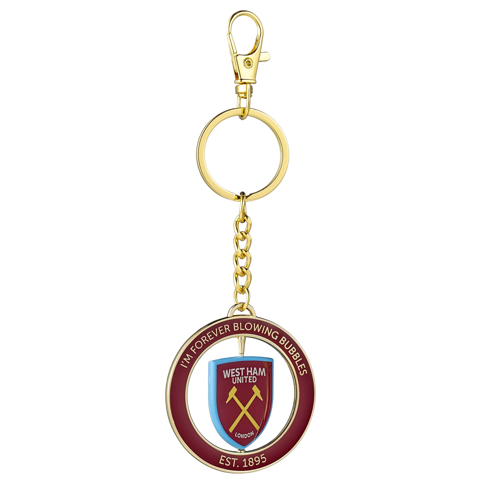 West Ham spinning "I'm Forever Blowing Bubbles" Keyring WHUKR008