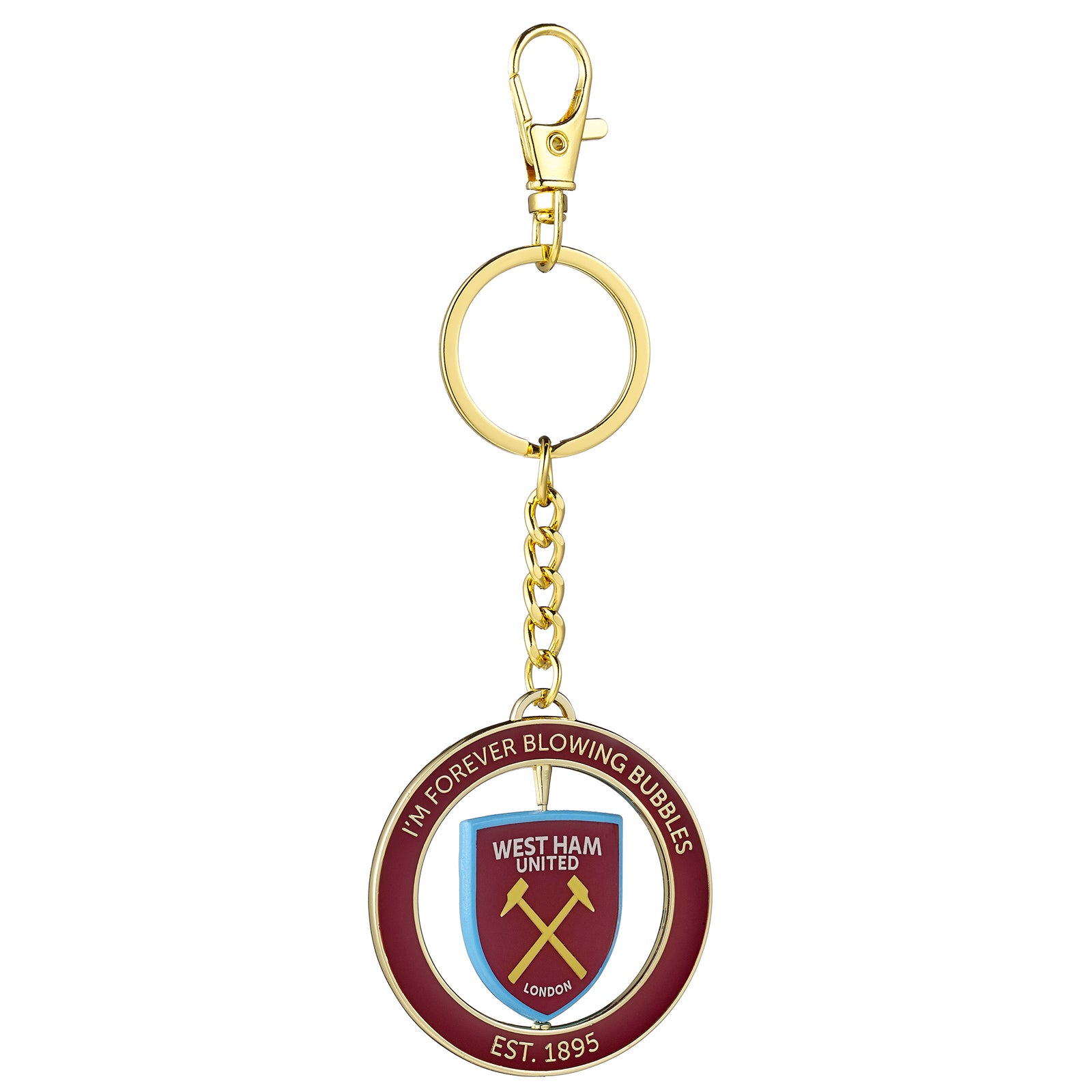 West Ham spinning "I'm Forever Blowing Bubbles" Keyring WHUKR008