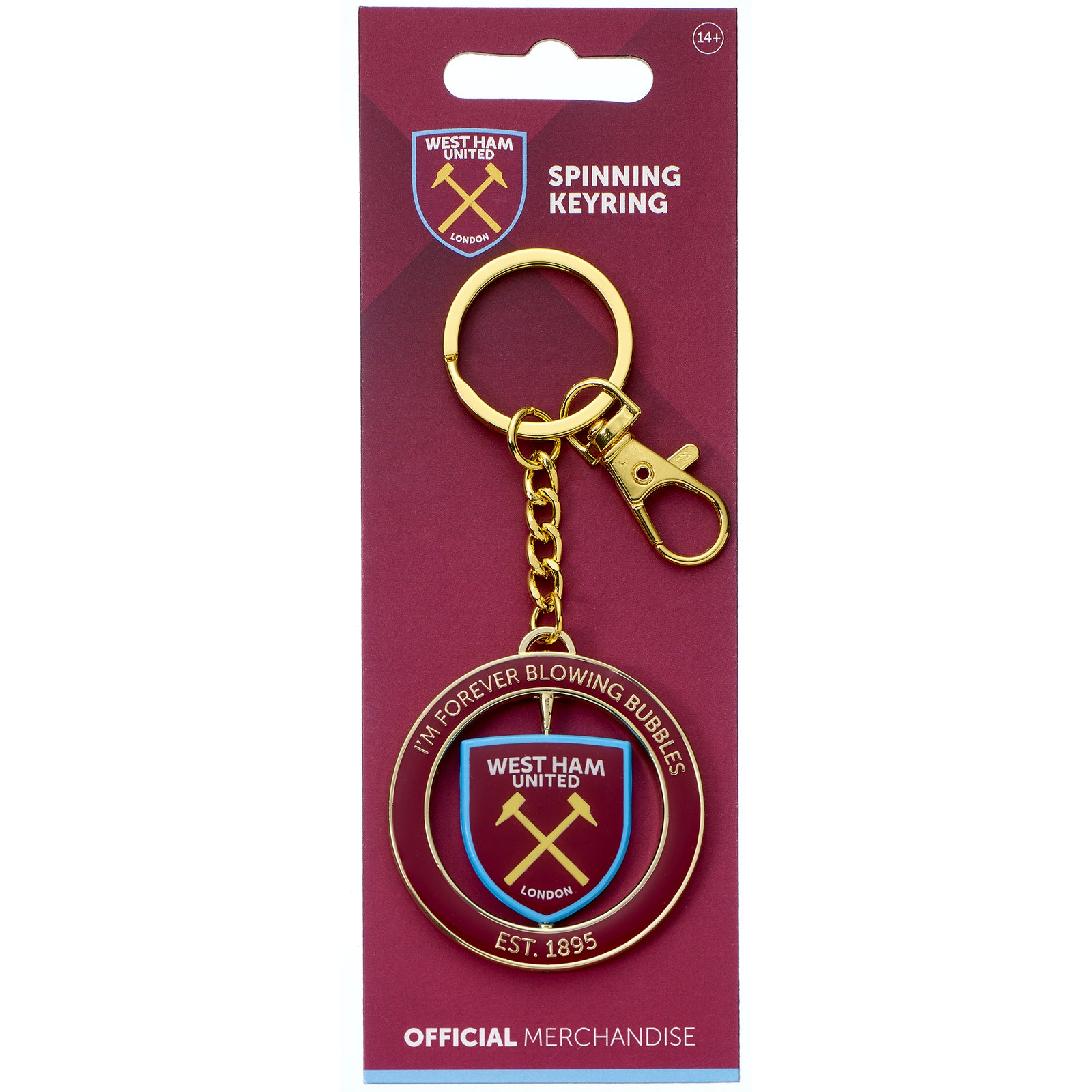 West Ham spinning "I'm Forever Blowing Bubbles" Keyring WHUKR008